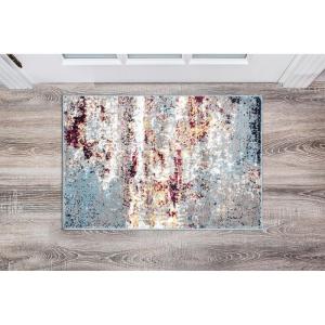 Rugshop Modern Distressed Blue Abstract Area Rug Bohemian Inspired Watercolor for Living Room, Bedroom and Dining Room 5′ x 7′(Multi Color)
