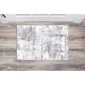 Rugshop Modern Distressed Blue Abstract Area Rug Bohemian Inspired for Living Room, Bedroom and Dining Room 5′ x 7′(Grey)