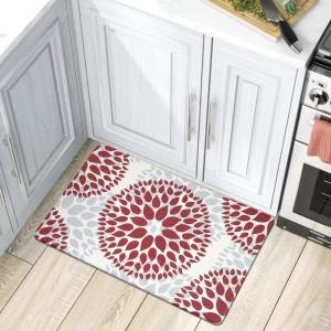 Rugshop Modern Floral Circles Anti Fatigue Standing Mat 18″ x 47″ Red(Red)