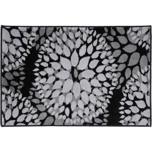 Rugshop Modern Floral Circles Design Easy Cleaning for Living Room,Bedroom,Home Office,Kitchen Non Shedding Area Rug 5′ x 7′ Blue(Black)