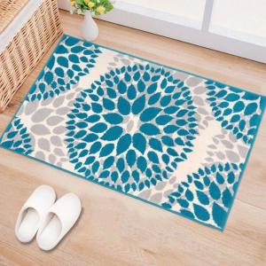 Rugshop Modern Floral Circles Design Easy Cleaning for Living Room,Bedroom,Home Office,Kitchen Non Shedding Area Rug 5′ x 7′ Blue(Blue)
