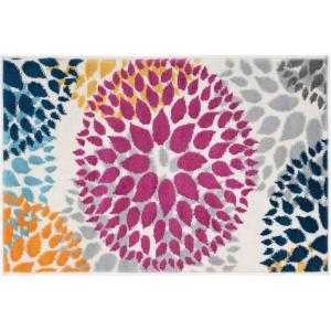 Rugshop Modern Floral Circles Design Easy Cleaning for Living Room,Bedroom,Home Office,Kitchen Non Shedding Area Rug 5′ x 7′ Blue(Multi Color)