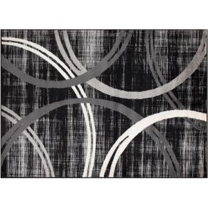 Rugshop Modern Wavy Circles Design Area Rug, Fade-Resistant Carpet for Living Room, Bedroom, or Dining Room, Blue, 5’3″ x 7’3″(Black)