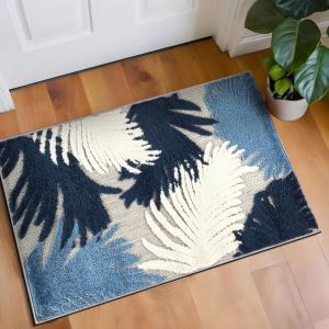 Rugshop Navy Lucca Contemporary Floral Indoor/Outdoor Area Rug Durable Polypropylene, Weather Resistant, Easy to Clean Perfect for Patio, Backyard, Deck and Outdoor Lounge 5′ x 7′(Navy)