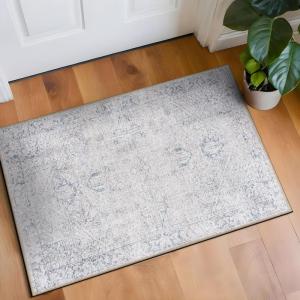 Rugshop Ocean/Blue Transitional Vintage Bordered Area Rug — Machine Washable, 5′ X 7′ for Living Room, Bedroom and Home Office(Blue)