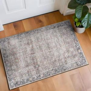 Rugshop Ocean/Blue Transitional Vintage Bordered Area Rug — Machine Washable, 5′ X 7′ for Living Room, Bedroom and Home Office(Olive)