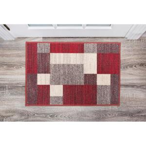 Rugshop Red Modern Geometric Boxes Non-Slip Area Rug Non-Shedding for Living Room, Bedroom and Dining Area, 5’3″ x 7’3″(Red)