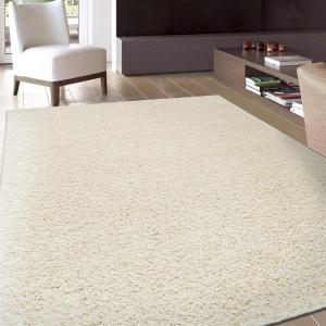 Rugshop Solid Cozy Plush Shag Area Rug 5′ x 7′ Ivory