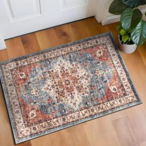 Rugshop Traditional Distressed Washable Non Slip Area Rug 5′ x 7′ Multi(Multi Color)