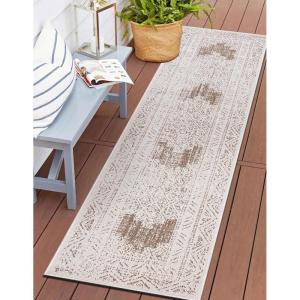 Rugshop Transitional Bohemian Weather Resistant Indoor/Outdoor Area Rug 5′ x 7′ Beige(Beige)