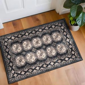 Rugshop Transitional Moroccan Washable Non Slip Area Rug 5′ x 7′ Anthracite(Anthracite)