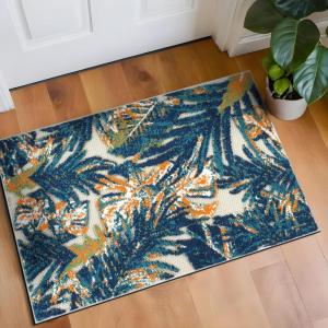 Rugshop Tropical Floral Leaves Indoor/Outdoor Area Rug 5′ x 7′ Gray(Multi Color)