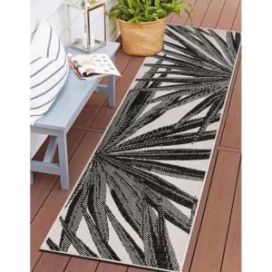 Rugshop Tropical Leaves Nature Inspired Indoor/Outdoor Area Rug 5′ x 7′ Green(Black)