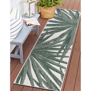 Rugshop Tropical Leaves Nature Inspired Indoor/Outdoor Area Rug 5′ x 7′ Green(Green)