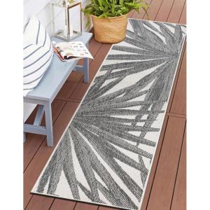 Rugshop Tropical Leaves Nature Inspired Indoor/Outdoor Area Rug 5′ x 7′ Green(Grey)