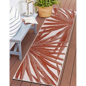 Rugshop Tropical Leaves Nature Inspired Indoor/Outdoor Area Rug 5′ x 7′ Green(Rust)