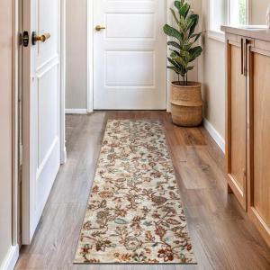 Rugshop Vine Floral Modern for Living Room, Bedroom, or Entryway Beige Multi Area Rug 5′ x 7′ Beige(Beige)