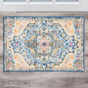 Rugshop Vintage Distressed Bohemian Area Rug for Living Room,Bedroom,Dining Room – Vibrant Multi-Color Tribal Design, 5′ x 7′(Navy)