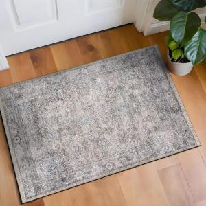Rugshop Vintage Transitional Boho Distressed Medallion Oriental Machine Washable Area Rug – Living Room, Bedroom, Dining Room, Entryway, Office – 5′ x 7′(Olive)