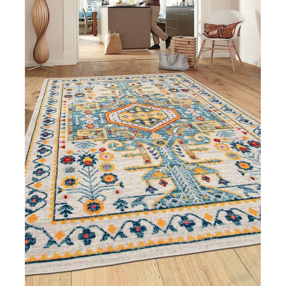 imageRugshop Sky Collection Bordered Oriental Area Rug 5 x 7 Multi