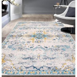 Rugshop Bohemian Distressed Design Area Rug 5′ x 7′ Blue(5′ x 7′ (Rectangular))