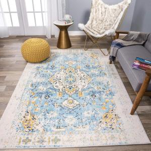 Rugshop Bohemian Vintage Oriental Area Rug 5′ x 7′ Blue