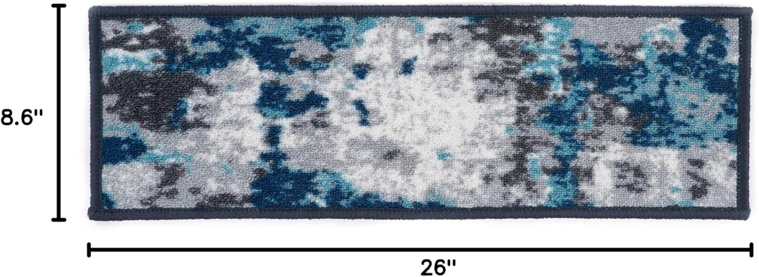 imageRugshop Transitional Abstract NonSlip Stair Treads Set of 13 86 x 26 BlueBlue