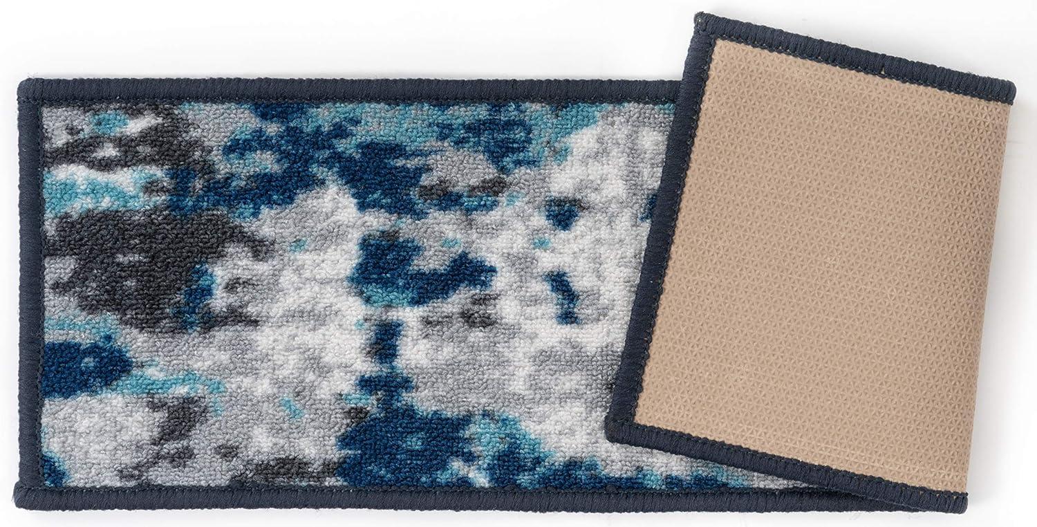 imageRugshop Transitional Abstract NonSlip Stair Treads Set of 13 86 x 26 BlueBlue