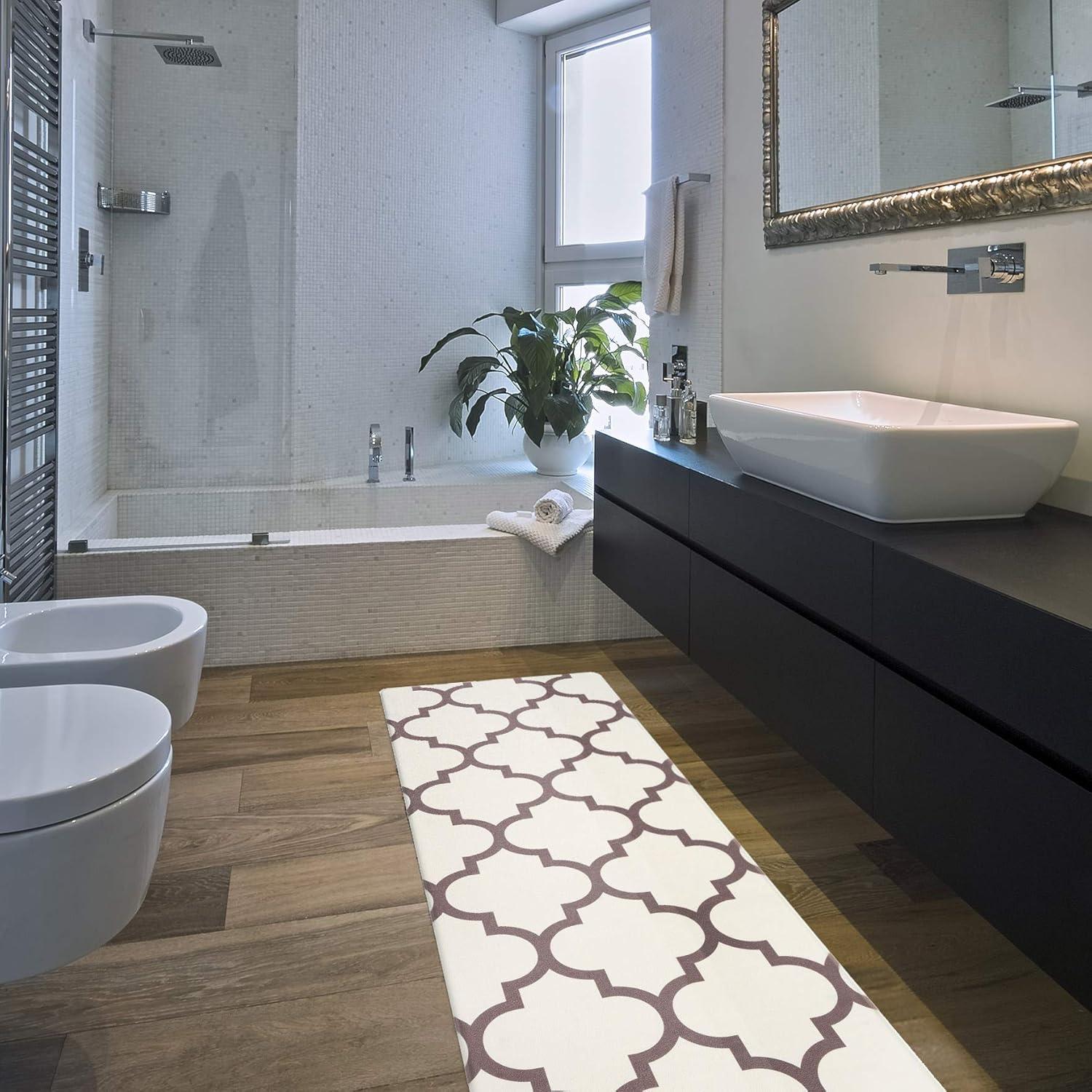 imageRugshop Contemporary Modern Moroccan Trellis Anti Fatigue Standing Mat 18 x 47 Cream