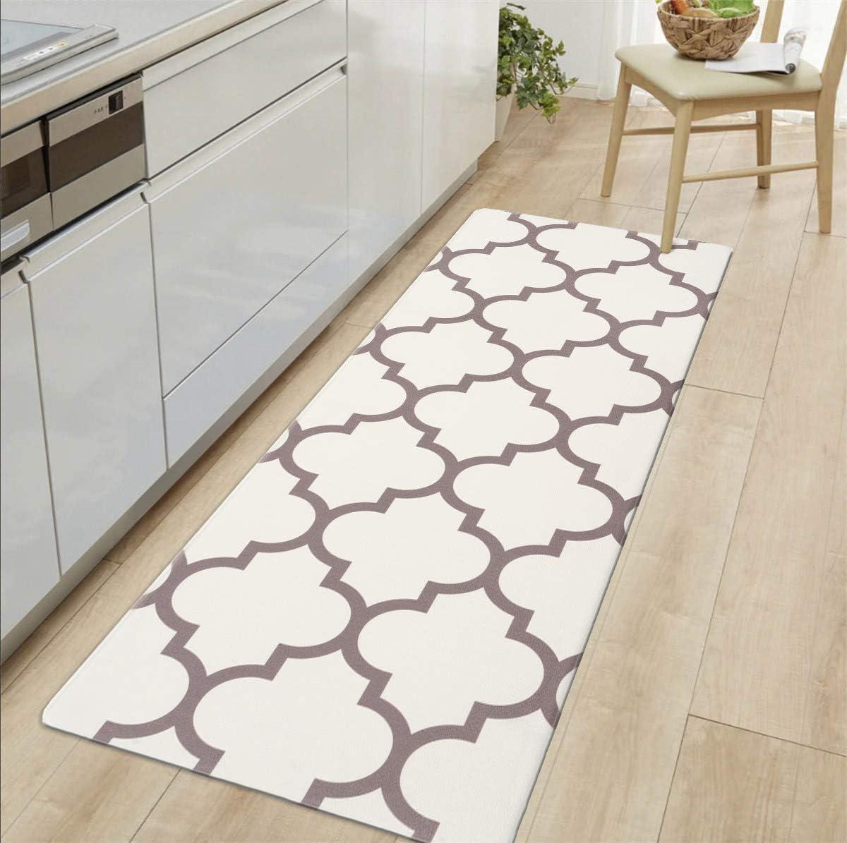 imageRugshop Contemporary Modern Moroccan Trellis Anti Fatigue Standing Mat 18 x 47 Cream