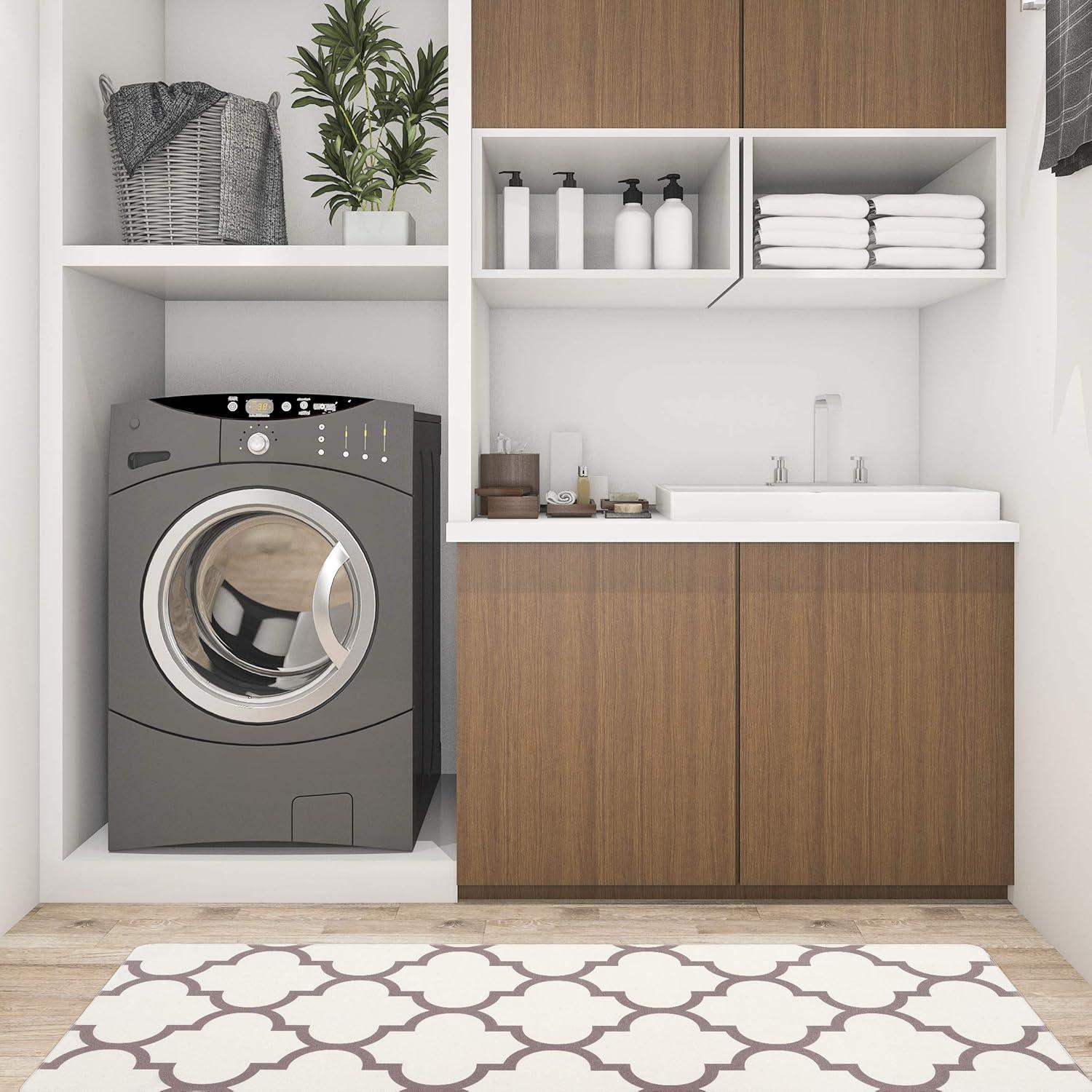 imageRugshop Contemporary Modern Moroccan Trellis Anti Fatigue Standing Mat 18 x 47 Cream