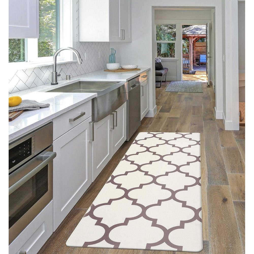 imageRugshop Contemporary Modern Moroccan Trellis Anti Fatigue Standing Mat 18 x 47 Cream