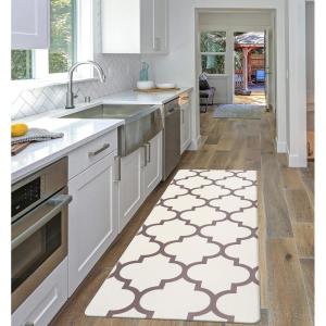 Rugshop Contemporary Modern Moroccan Trellis Anti Fatigue Standing Mat 18″ x 47″ Cream