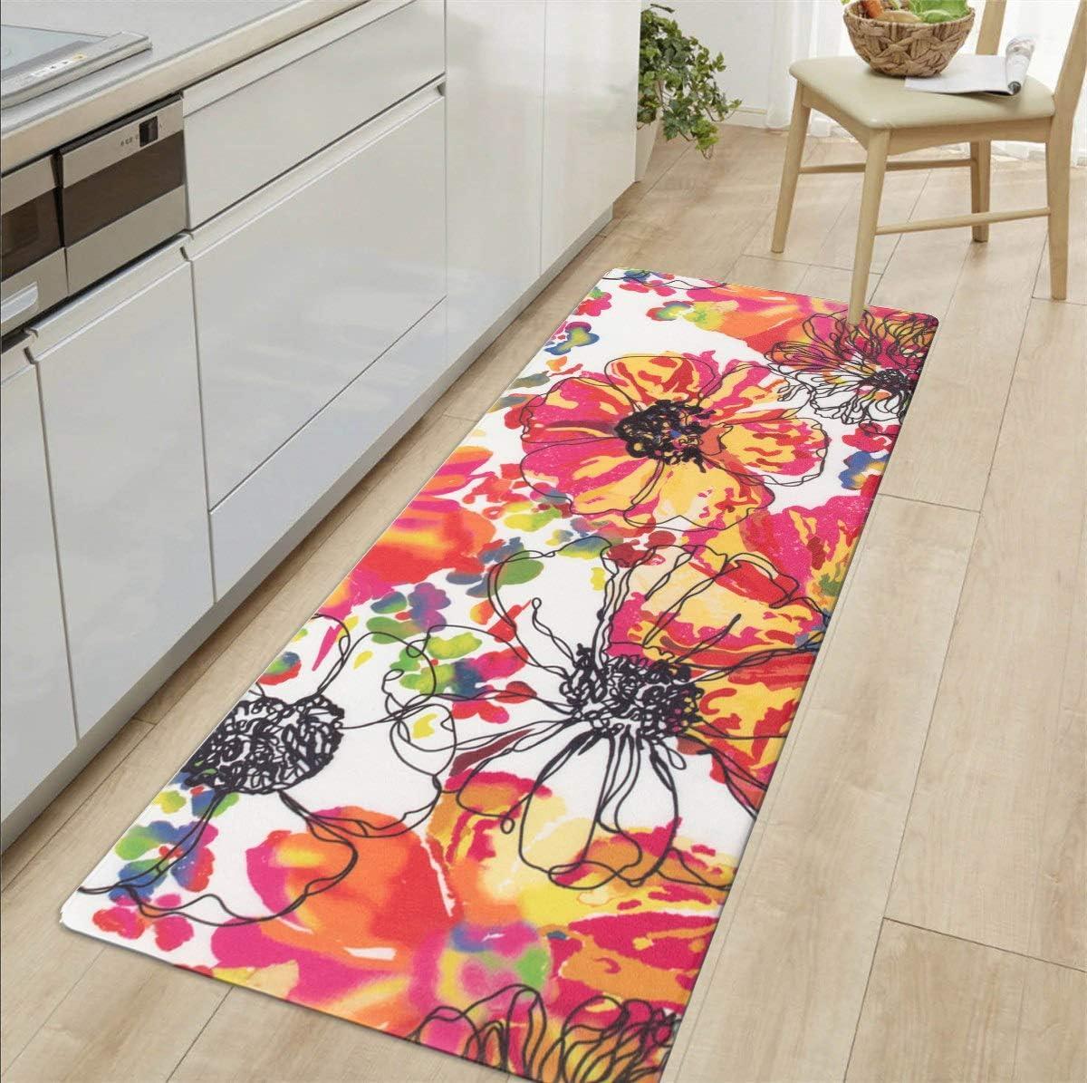 imageRugshop Modern Bright Flowers Anti Fatigue Standing Mat 18 x 47 MultiMulti Color