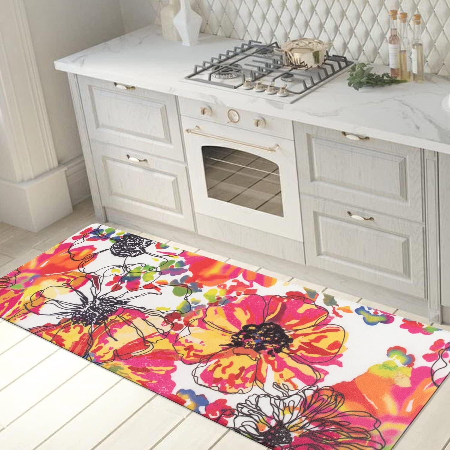 imageRugshop Modern Bright Flowers Anti Fatigue Standing Mat 18 x 47 MultiMulti Color