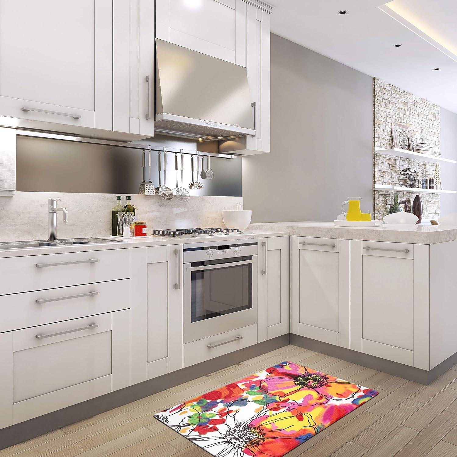 imageRugshop Modern Bright Flowers Anti Fatigue Standing Mat 18 x 47 MultiMulti Color