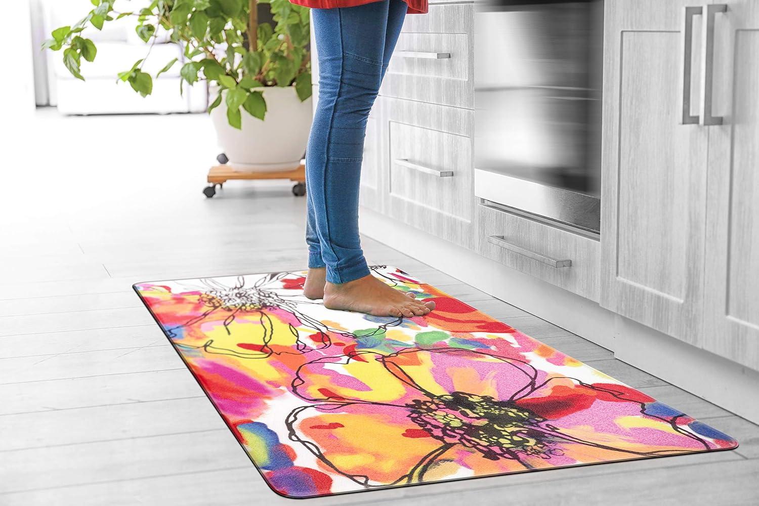 imageRugshop Modern Bright Flowers Anti Fatigue Standing Mat 18 x 47 MultiMulti Color