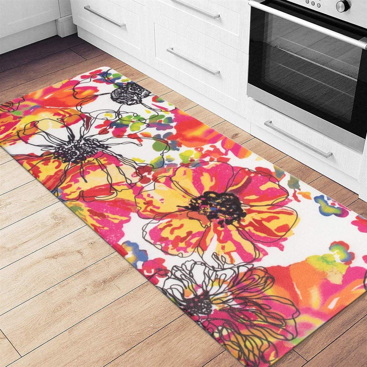 imageRugshop Modern Bright Flowers Anti Fatigue Standing Mat 18 x 47 MultiMulti Color