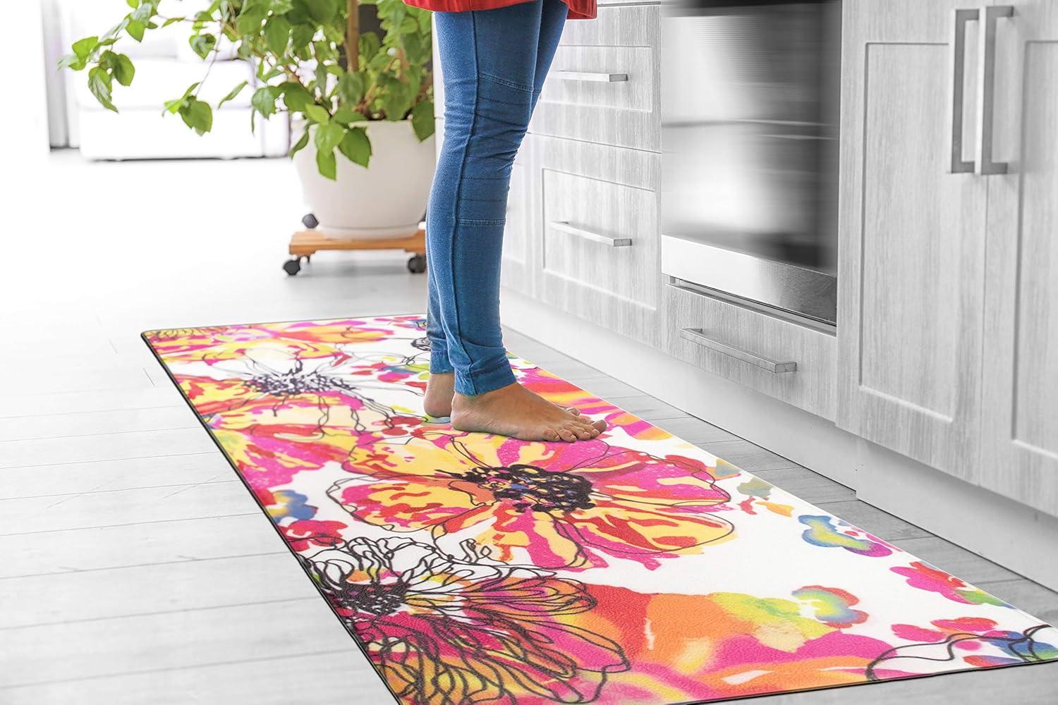 imageRugshop Modern Bright Flowers Anti Fatigue Standing Mat 18 x 47 MultiMulti Color