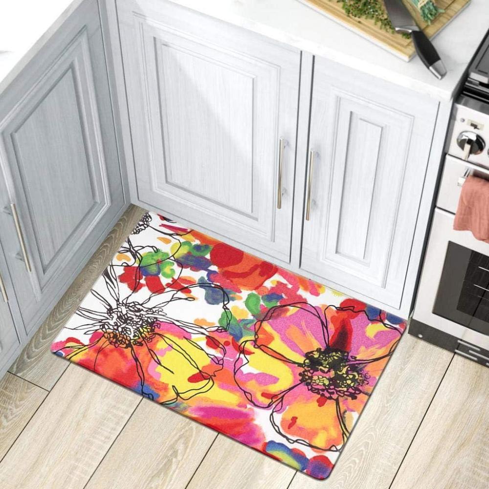 imageRugshop Modern Bright Flowers Anti Fatigue Standing Mat 18 x 47 MultiMulti Color
