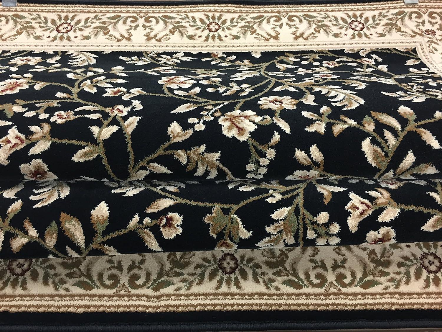 imageFloral Black Transitional 53 X 73 Area Rug
