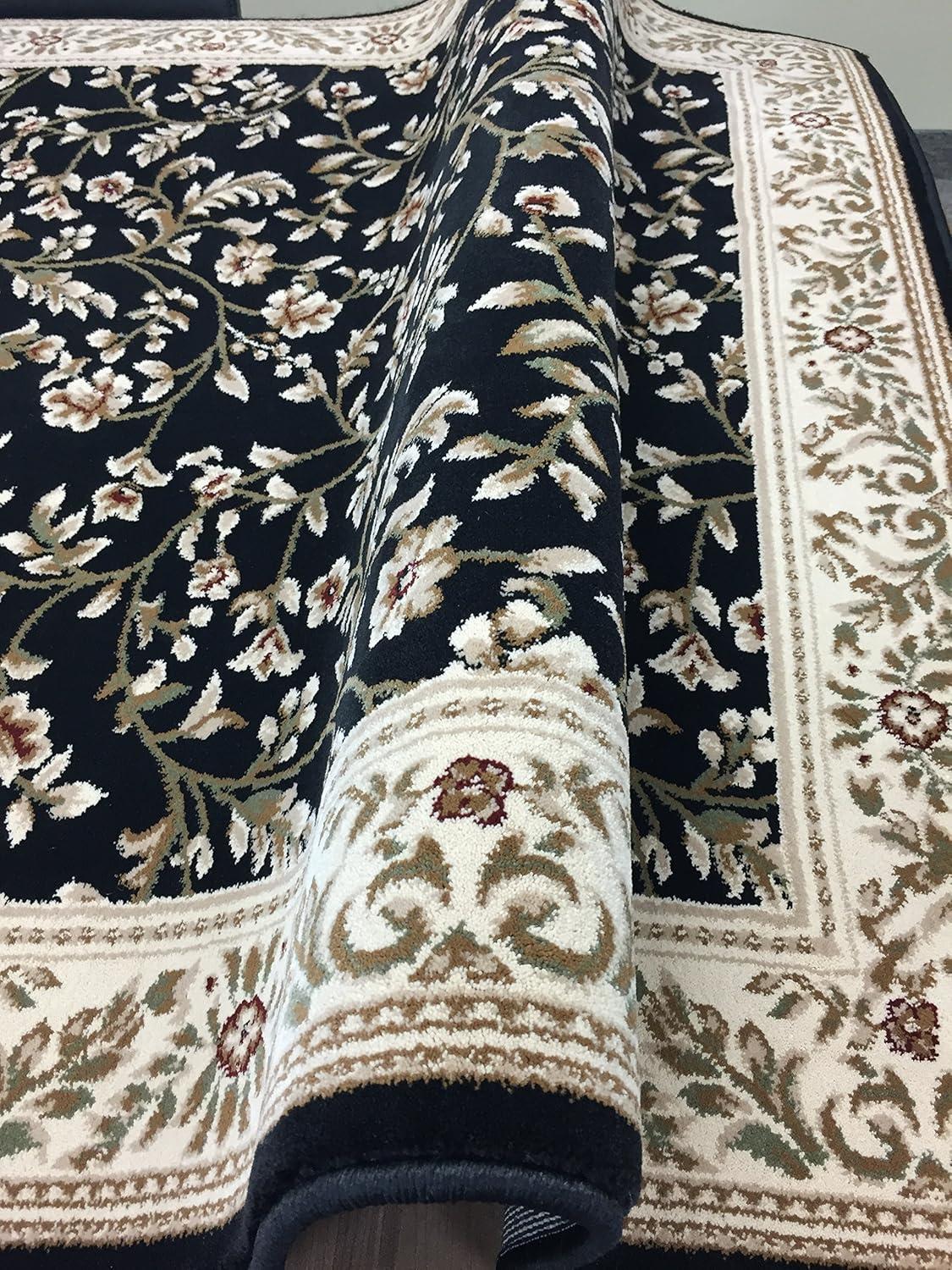 imageFloral Black Transitional 53 X 73 Area Rug