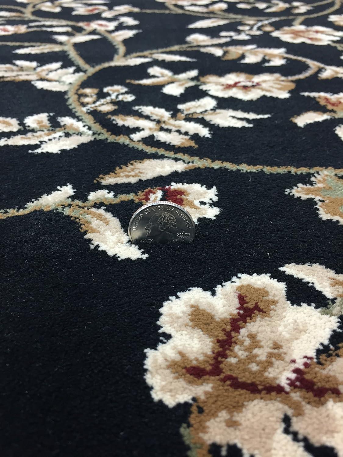 imageFloral Black Transitional 53 X 73 Area Rug