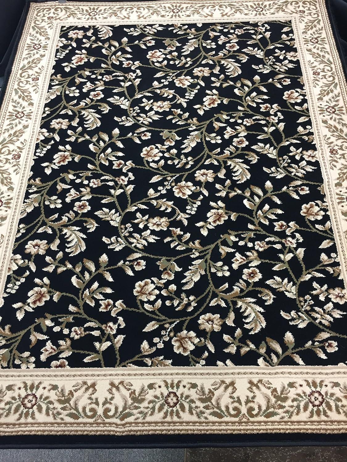 imageFloral Black Transitional 53 X 73 Area Rug