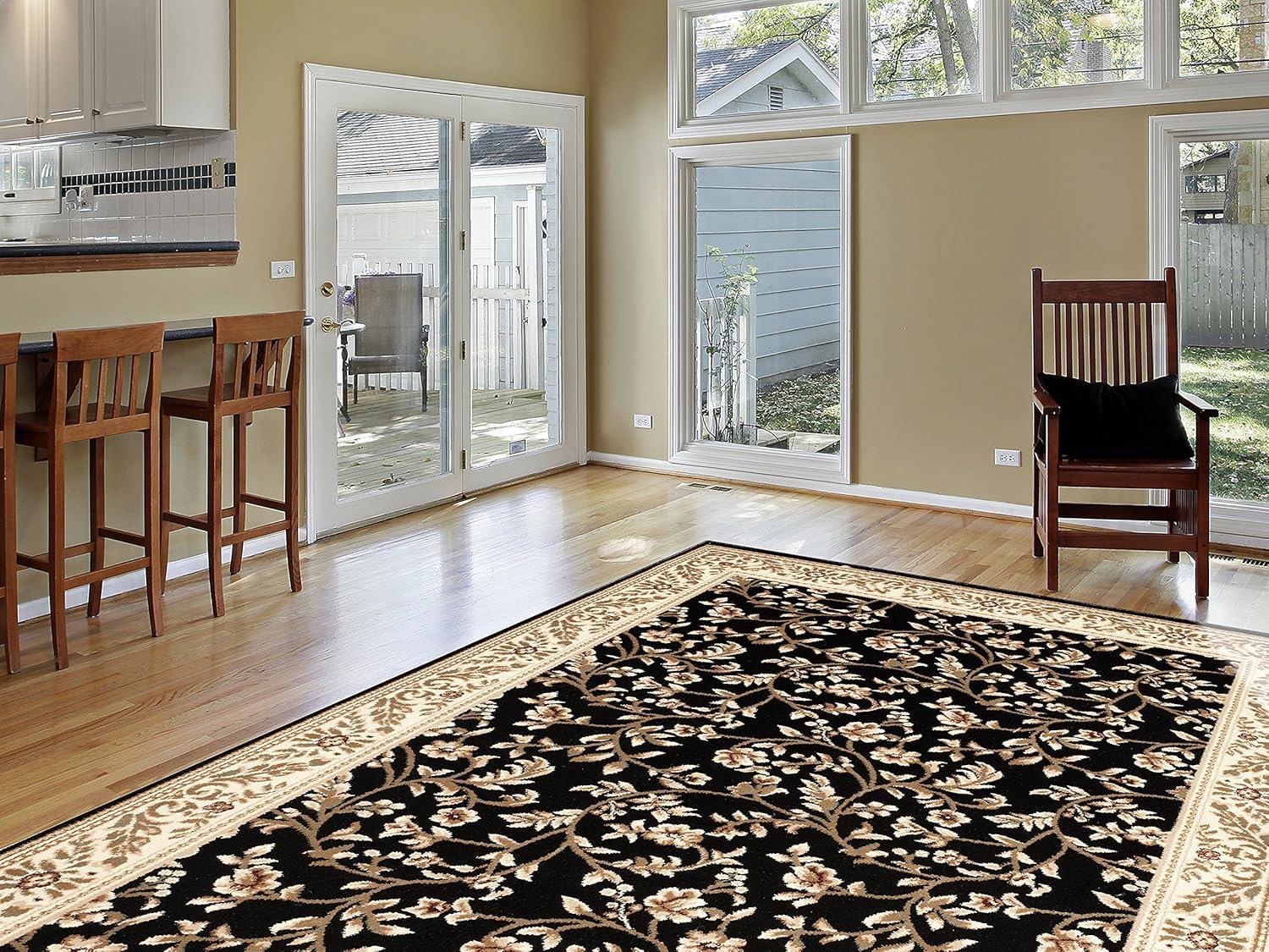 imageFloral Black Transitional 53 X 73 Area Rug