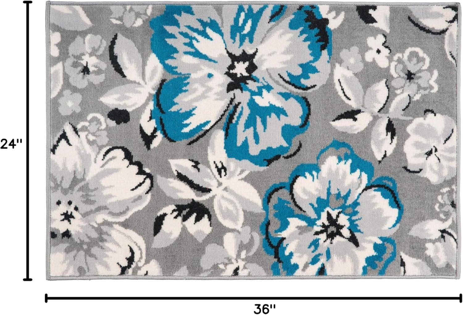 imageRugshop Modern Floral Design Area Rug for Living RoomBedroomHome OfficeKitchen Non Shedding Area Rug 2 X 3 BlueBlue