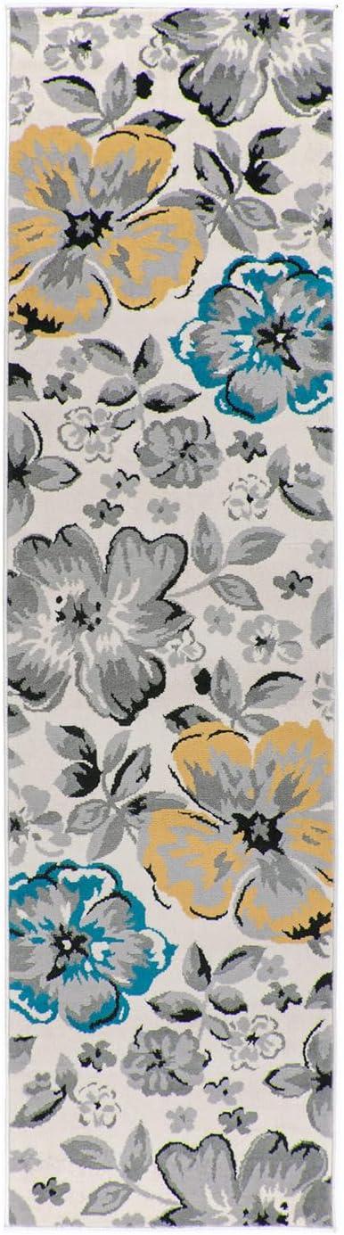 imageRugshop Modern Floral Design Area Rug for Living RoomBedroomHome OfficeKitchen Non Shedding Area Rug 2 X 3 BlueCream