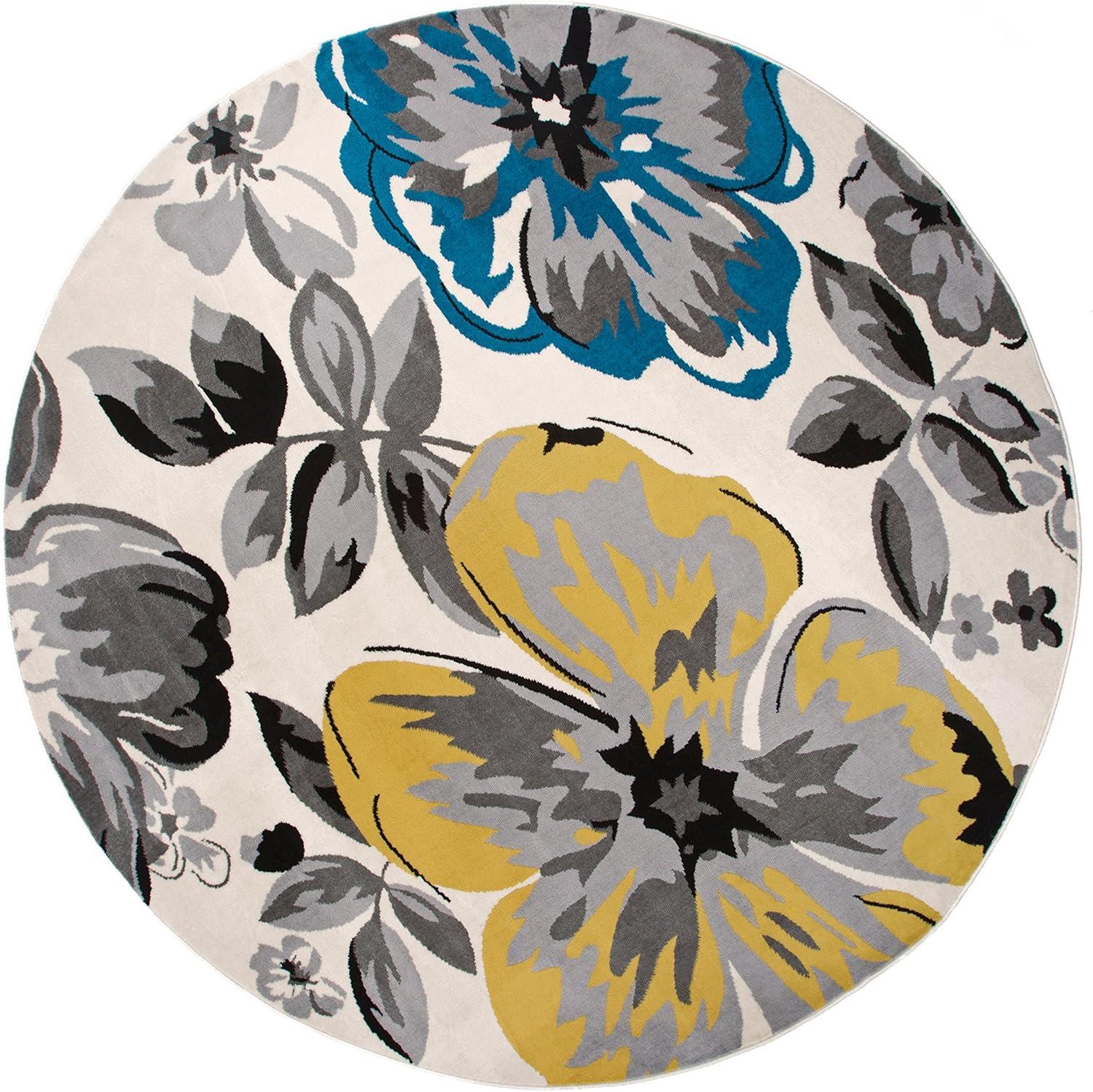 imageRugshop Modern Floral Design Area Rug for Living RoomBedroomHome OfficeKitchen Non Shedding Area Rug 2 X 3 BlueCream