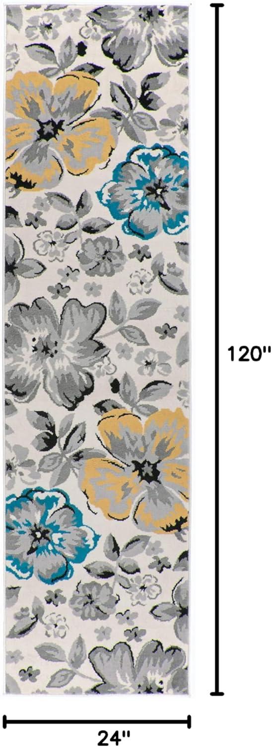 imageRugshop Modern Floral Design Area Rug for Living RoomBedroomHome OfficeKitchen Non Shedding Area Rug 2 X 3 BlueCream