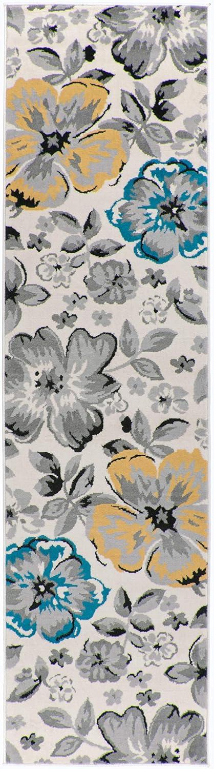 imageRugshop Modern Floral Design Area Rug for Living RoomBedroomHome OfficeKitchen Non Shedding Area Rug 2 X 3 BlueCream